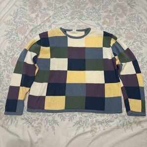 Christopher & Banks Multicolor Checkered Crewneck Sweater